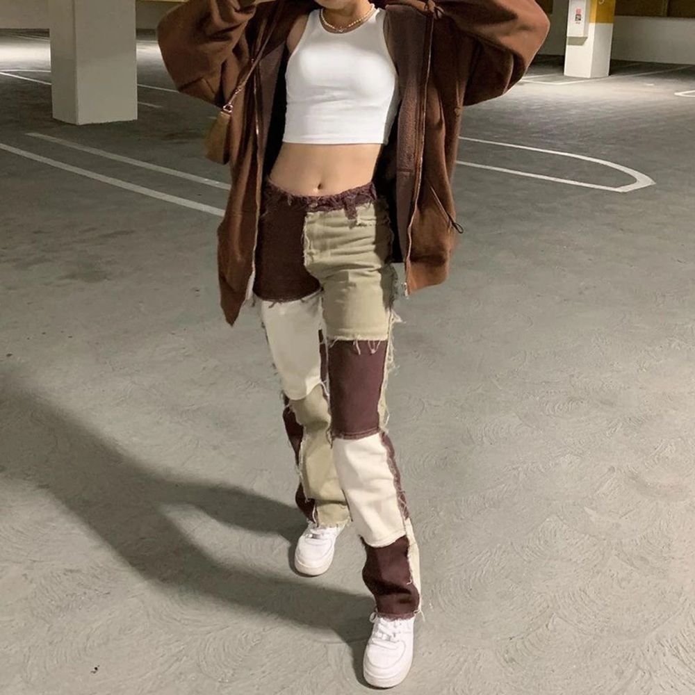 🤎Patchwork Straight Leg Jeans🤎